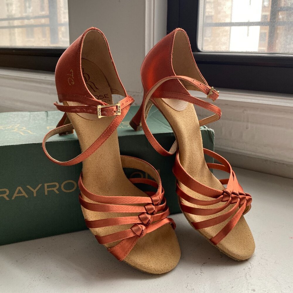Ray Rose 824-X Tania Xtra Dark Tan Satin Latin Dance Shoes